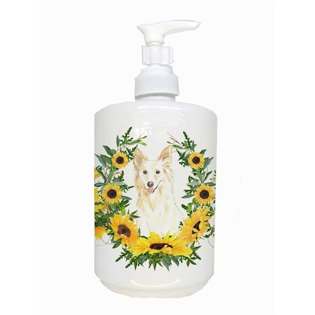 Carolines Treasures White Collie Ceramic Soap Dispenser CK2955SOAP